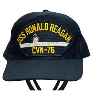 New 1990s VINTAGE USS RONALD REAGAN CVN-76 US Navy Military Hat Cap Made in USA
